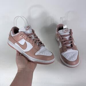 Nike Dunk Low Athletic Sneakers Women's 7 White Rose Whisper Leather DD1503-118